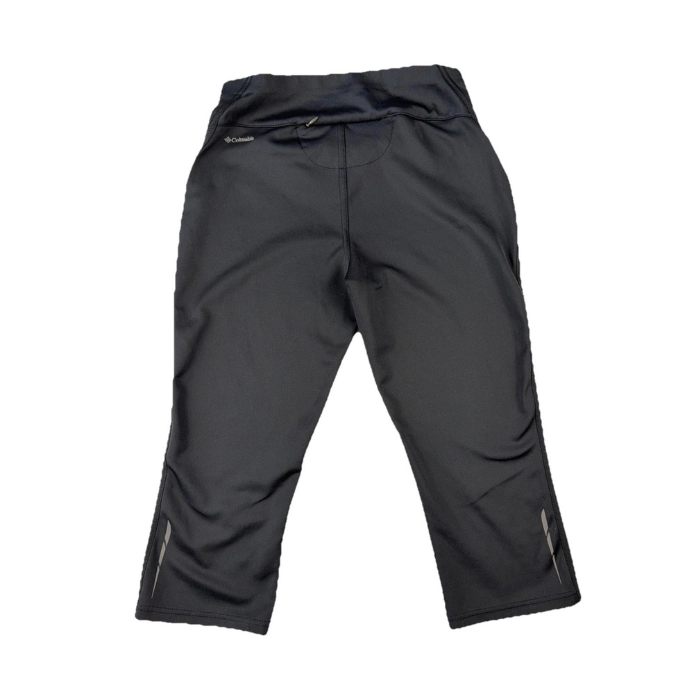 Columbia Omni-Wick Womens Black Athletic Capri Leggings S Zip Pocket Reflective - Picture 2 of 8